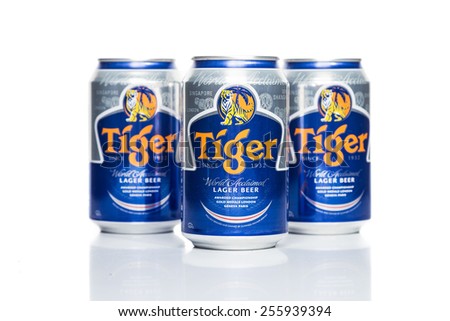 SINGAPORE, February 24, 2015: Tiger Beer accounted for 29% of total volume share of the Singapore beer market.  Tiger Beer is a brand of Asia Pacific Breweries Ltd, Singapore.