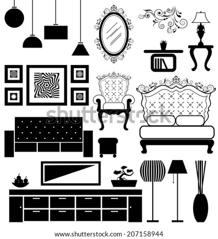 Antique and modern furniture vector Antique and modern furniture vector