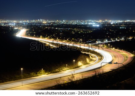Phoenix city skyline and highway (night version)