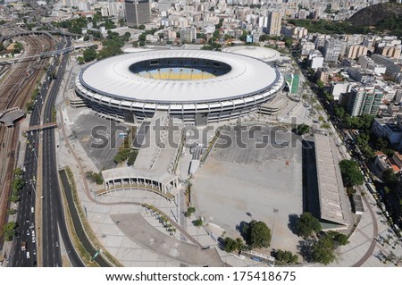 RIO DE JANEIRO, BRAZIL - FEBRUARY 7, 2014 - Aerial Photo of Maracana Stadium and its Sports Complex.