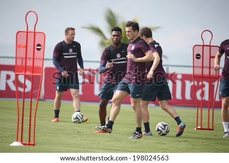 Rio de Janeiro, Brazil - June 9, 2014 - English soccer team training session at Forte da Urca in preparation for the 2014 World Cup. No Use in Brazil.