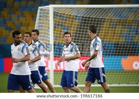 RIO DE JANEIRO, BRAZIL - June 14, 2014: Argentina national team trains at Maracana stadium on the day before their match against Bosnia national team. No Use in Brazil.