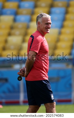 Rio de Janeiro, BRAZIL -July 3, 2014: France national football team practicing at Maracana  training center in preparation for the 2014 World Cup soccer tournament. No Use in Brazil.