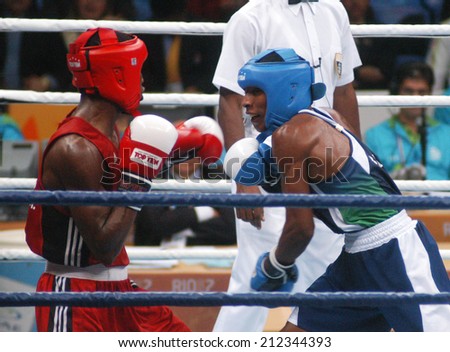 Rio de Janeiro, Brazil June 14, 2007 Brazilian Olympian boxing, fighting in Pan American in Rio de Janeiro in 2007.