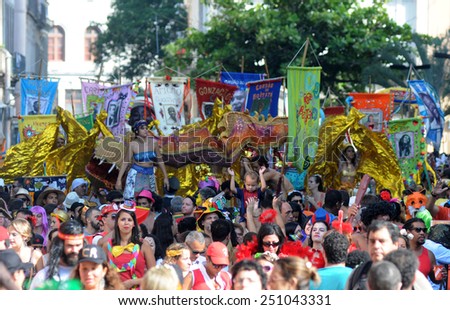Rio de Janeiro-Brazil February 08, 2015, street carnival in Rio de Janeiro ,Boitata(traditional carnival block of Rio de Janeiro)