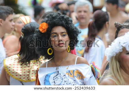 Rio de Janeiro-Brazil February 20, 2014, street carnival in Rio de Janeiro ,Escravos da Maua (traditional carnival block of Rio de Janeiro) parading in the south of the city.