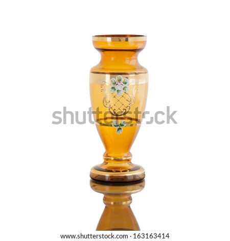 empty vase brown gold glass isolated
