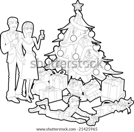 tree silhouette drawing. christmas tree outline