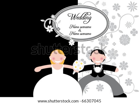 stock vector wedding card black background
