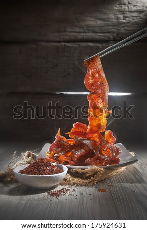 Korean BBQ meat on mood table top setting