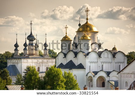 traditional russian church in Suzdal. sunset time