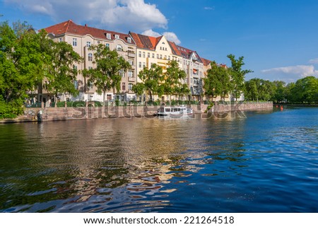 houses and palaces in Berlin on the river bank. Germany
