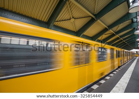 Schonhauser Allee Platform of the Berlin East Railway station and a tram in Berlin, Germany.