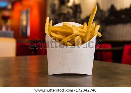 fresh french fried in fast food restaurant