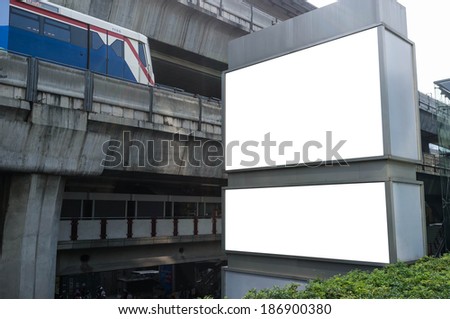 blank outdoor banner with city transportation background