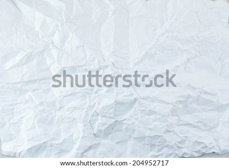 crushed white paper page texture isolated in white background with clipping path