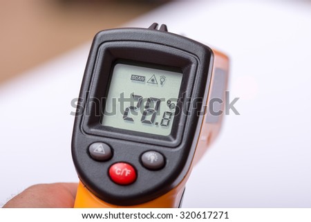 LCD display on the infrared laser digital thermometer.