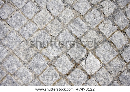 Stone street road pavement texture (gray granite blocks)