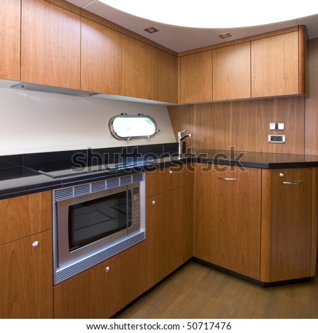 A luxury yacht interior kitchen - Luxury concept