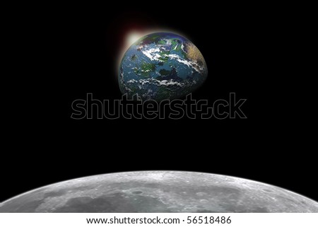 Composite image of earth viewed from the moon (Focus on Earth)