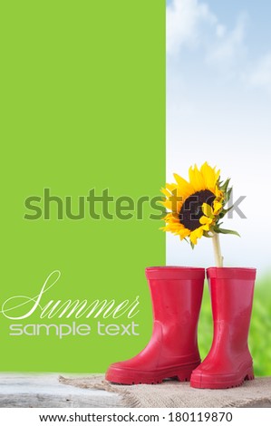 Rain boots with sunflower