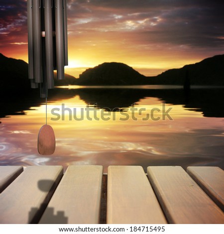 Wooden terrace and lake