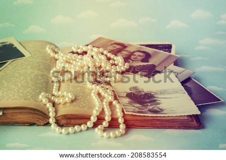 Vintage  photos on the old book