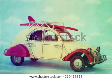 Retro Vintage Tropical Surfboard Car