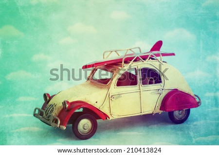 Retro Vintage Tropical Surfboard Car