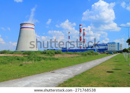 KALININGRAD, RUSSIA - MAY 21, 2014: Kaliningradskaya Thermal Power Plant 2, the largest thermal power plant of the Kaliningrad region in sunny May day