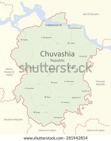 Detailed map of Chuvashia Republic, Russia