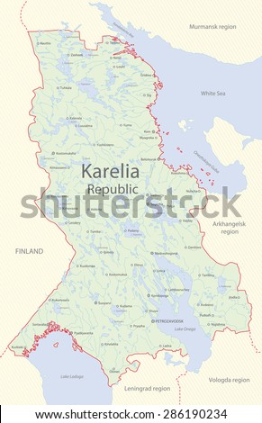Detailed map of Karelia Republic, Russia