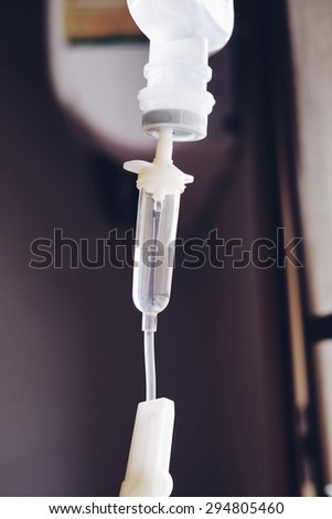 close up of a drip infusion set.vintage tone