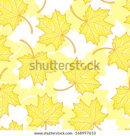 Autumn. Leaves. Yellow maple leaves seamless pattern.  Autumn seamless background. Floral seamless pattern. Autumn maple leaves on a white background.