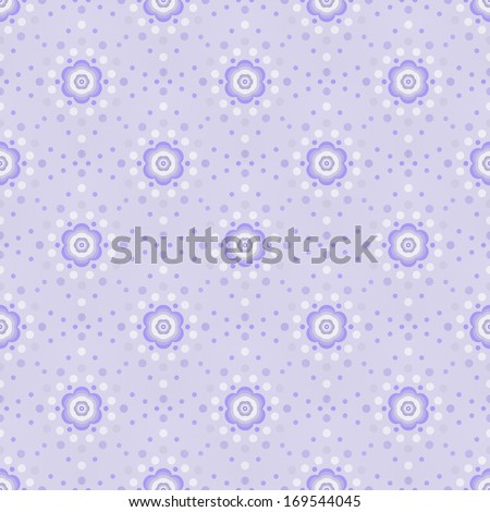 Blue seamless pattern with polka dots and flowers. Lovely blue flowers. Floral seamless background. Pattern on canvas texture.
