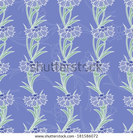 Flowers seamless pattern. Beautiful blue flowers. Floral seamless background. Cornflowers on blue background.