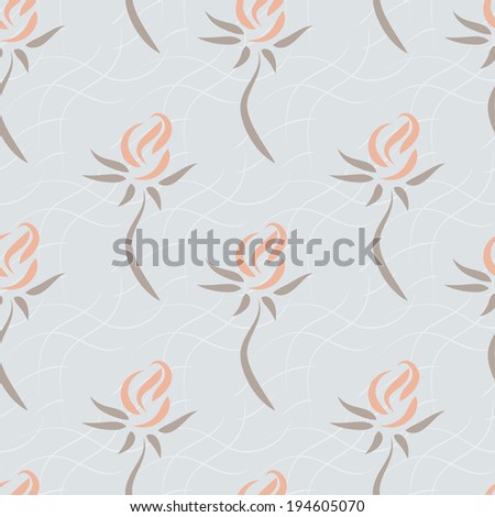 Floral seamless pattern with roses. Flowers. Light blue vintage background.