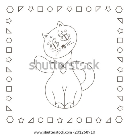 Pussycat. Coloring page. Coloring book. - stock photo