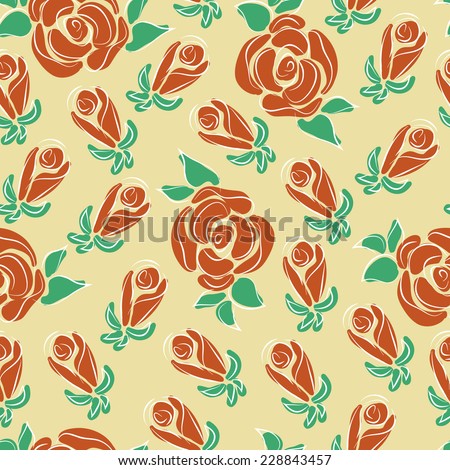 Flowers. Roses. Vintage background with brown roses. Floral seamless pattern.