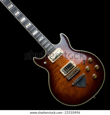 Old Ibanez rock guitar isolated on black