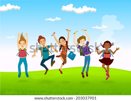 Happy Kids Vector Illustration Happy Kids Vector Illustration