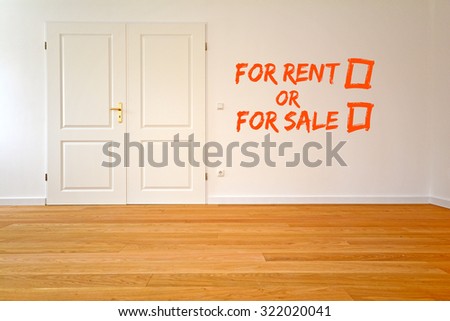 To rent an apartment or buy - Living room with parquet, wooden floors and double door after renovation