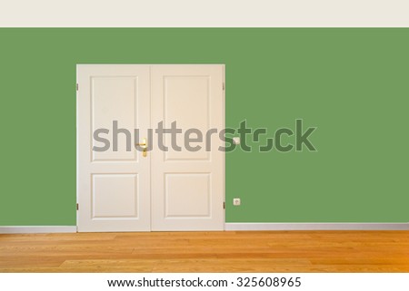Living room in an old building - Apartment with double door and wooden floors