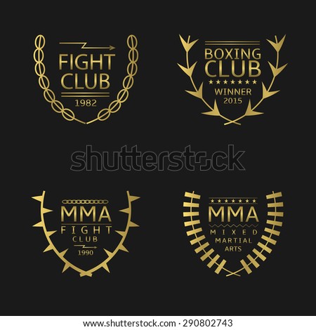 Golden fight club emblem. Mixed Martial Arts. Vector illustration