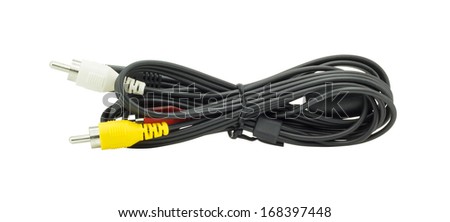 An AV (audio-video) cable connectors, isolated on white background.