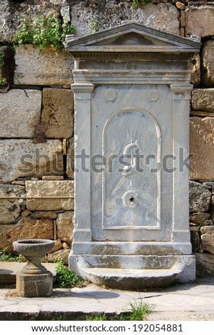 Ancient source of drinking water in Athens, Greece