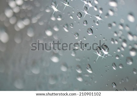 raindrops with stars on window