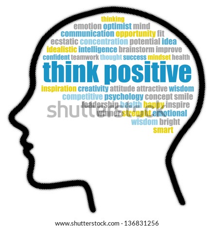 Think positive in speech bubble