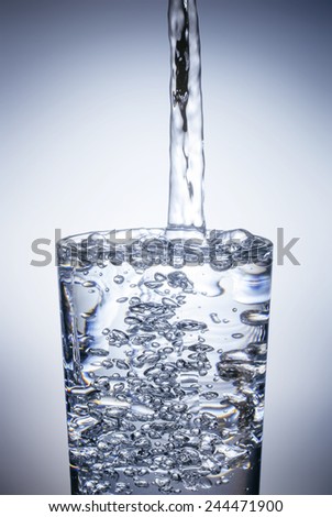 fresh cool water pouring into glass