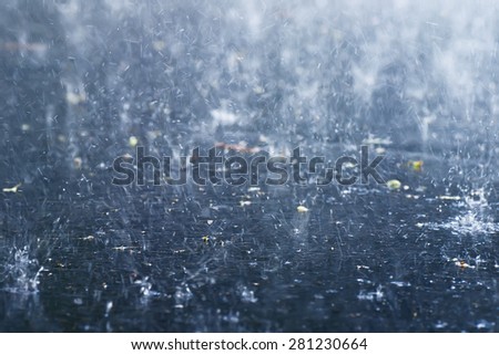 closeup frozen rain drops, natural soft focus background